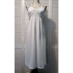 Black Label by C'est Toi Halter Dress Women's Small Ivory Midi V-Neck‎ Smocked